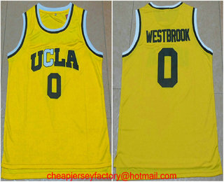 Men's UCLA Bruins #0 Russell Westbrook Gold College Basketball Swingman Stitched NCAA Jersey