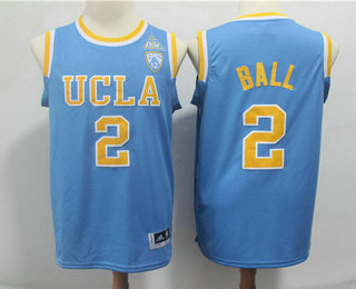 Men's UCLA Bruins #2 Lonzo Ball Light Blue College Basketball Swingman Stitched NCAA Jersey