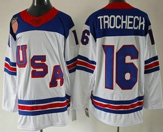 Men's USA #16 Vincent Trocheck White 2026 Olympics Authentic Jersey