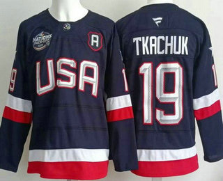 Men's USA #19 Matthew Tkachuk Navy 2025 4 Nations Face Off Authentic Jersey