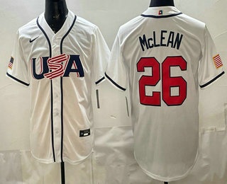 Men's USA #26 Nolan McLean White 2026 World Baseball Classic Cool Base Jersey
