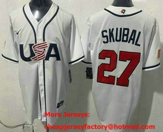 Men's USA #27 Tarik Skubal White 2026 World Baseball Classic Cool Base Jersey