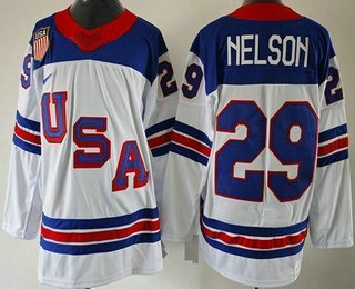 Men's USA #29 Brock Nelson White 2026 Olympics Authentic Jersey