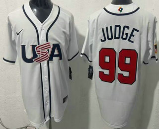 Men's USA #99 Aaron Judge White 2026 World Baseball Classic Cool Base Jersey