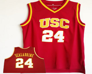 Men's USC Trojans #24 Brian Scalabrine Red College Basketball Retro Swingman Stitched NCAA Jersey