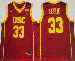 Men's USC Trojans #33 Lisa Leslie Red Stitched Jersey