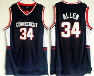 Men's University Of Connecticut #34 Ray Allen Navy Blue College Basketball Swingman Stitched NCAA Jersey