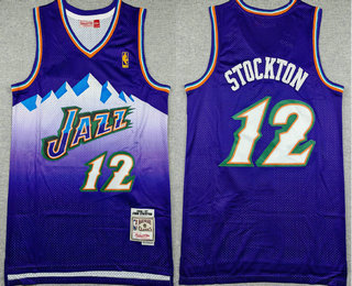 Men's Utah Jazz #12 John Stockton Mountain Purple 1996-97 Hardwood Classics Soul Swingman Throwback Jersey