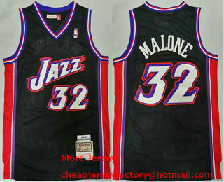Men's Utah Jazz #32 Karl Malone Black 1998-99 Hardwood Classics Soul Swingman Throwback Jersey