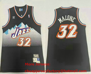 Men's Utah Jazz #32 Karl Malone Mountain Black Hardwood Classics Soul Swingman Throwback Jersey