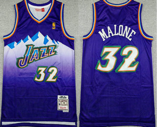 Men's Utah Jazz #32 Karl Malone Mountain Purple 1996-97 Hardwood Classics Soul Swingman Throwback Jersey
