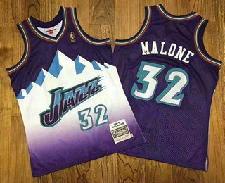 Men's Utah Jazz #32 Karl Malone Mountain Purple Hardwood Classics Soul AU Throwback Jersey