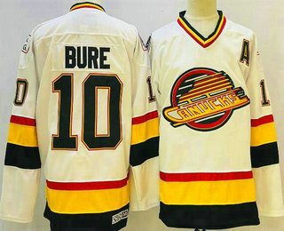 Men's Vancouver Canucks #10 Pavel Bure White CCM Vintage Throwback Jersey