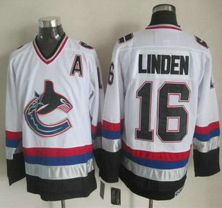Men's Vancouver Canucks #16 Trevor Linden 1997-98 White CCM Vintage Throwback Jersey