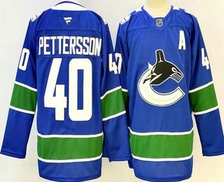 Men's Vancouver Canucks #40 Elias Pettersson Blue Authentic Jersey