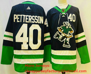 Men's Vancouver Canucks #40 Elias Pettersson Navy 2022 Reverse Retro Stitched Jersey