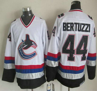 Men's Vancouver Canucks #44 Todd Bertuzzi 1997-98 White CCM Vintage Throwback Jersey