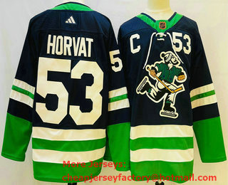 Men's Vancouver Canucks #53 Bo Horvat Navy 2022 Reverse Retro Stitched Jersey