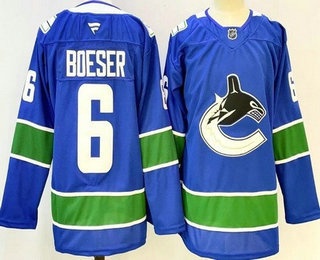 Men's Vancouver Canucks #6 Brock Boeser Blue Authentic Jersey