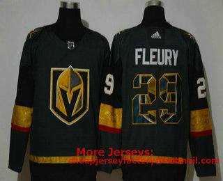 Men's Vegas Golden Knights #29 Marc-Andre Fleury Gray With Team Logo Adidas Stitched NHL Jersey