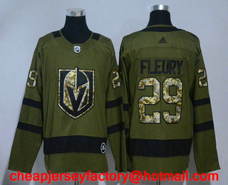 Men's Vegas Golden Knights #29 Marc-Andre Fleury Green Salute to Service 2017-2018 Hockey Stitched NHL Jersey