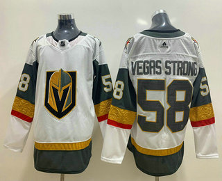 Men's Vegas Golden Knights #58 Vegas Strong White Adidas Stitched NHL Jersey