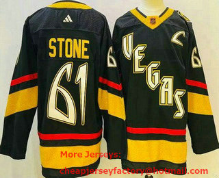 Men's Vegas Golden Knights #61 Mark Stone Black 2022 Reverse Retro Authentic Jersey