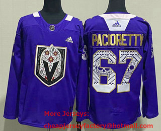 Men's Vegas Golden Knights #67 Max Pacioretty Purple Hispanic Heritage Warmup Stitched Jersey