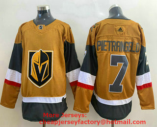 Men's Vegas Golden Knights #7 Alex Pietrangelo Gold 2020-21 Alternate Stitched Adidas Jersey