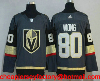 Men's Vegas Golden Knights #80 Tyler Wong Gray 2017-2018 Hockey Stitched NHL Jersey
