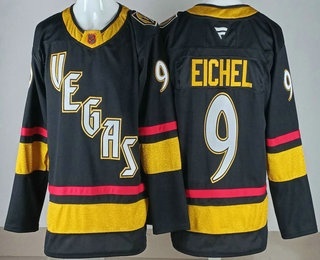 Men's Vegas Golden Knights #9 Jack Eichel Black Reverse Retro Authentic Jersey