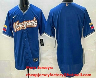 Men's Venezuela Blank Blue 2026 World Baseball Classic Cool Base Jersey