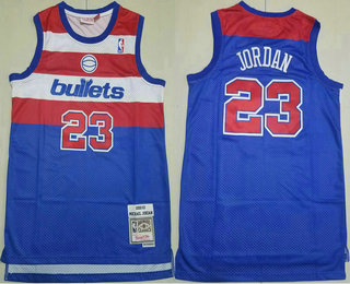 Men's Washington Bullets #23 Michael Jordan Blue Throwback Swingman Jersey 1