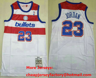 Men's Washington Bullets #23 Michael Jordan White Throwback Swingman Jersey