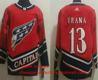 Men's Washington Capitals #13 Jakub Vrana Red 2021 Reverse Retro Authentic Jersey