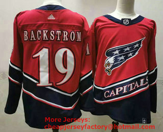 Men's Washington Capitals #19 Nicklas Backstrom Red 2021 Retro Stitched NHL Jersey