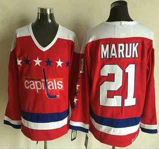 Men's Washington Capitals #21 Dennis Maruk 1987-88 Red CCM Vintage Throwback Jersey