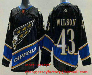 Men's Washington Capitals #43 Tom Wilson Black 2022 Reverse Retro Authentic Jersey