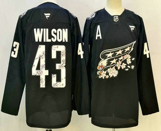 Men's Washington Capitals #43 Tom Wilson Black 50th Anniversary Cherry Blossom Stitched Jersey