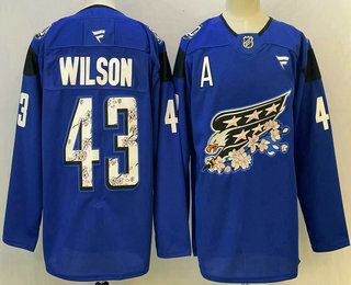 Men's Washington Capitals #43 Tom Wilson Blue 50th Anniversary Cherry Blossom Stitched Jersey