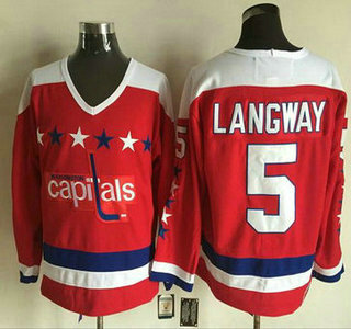 Men's Washington Capitals #5 Rod Langway 1987-88 Red CCM Vintage Throwback Jersey