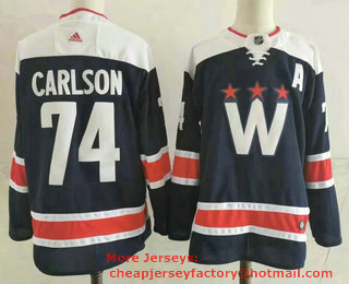 Men's Washington Capitals #74 John Carlson NEW Navy Blue Adidas Stitched NHL Jersey
