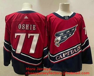 Men's Washington Capitals #77 T.J. Oshie Red 2021 Retro Stitched NHL Jersey