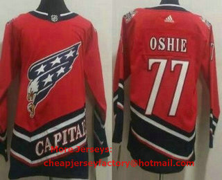 Men's Washington Capitals #77 TJ Oshie Red 2021 Reverse Retro Authentic Jersey