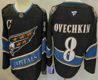 Men's Washington Capitals #8 Alex Ovechkin Black 2024 Reverse Retro Authentic Jersey