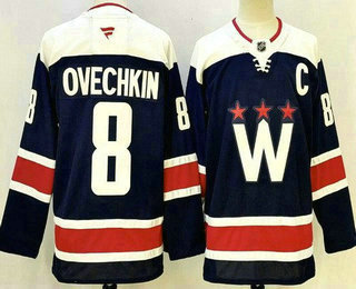 Men's Washington Capitals #8 Alex Ovechkin Navy Alternate Authentic Jersey