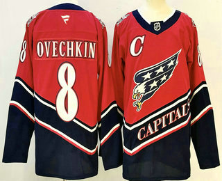 Men's Washington Capitals #8 Alex Ovechkin Red Reverse Retro Authentic Jersey