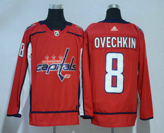 Men's Washington Capitals #8 Alex Ovechkin Red With Handwork Sequin Fashion Team Logo Home 2017-2018 Hockey Stitched NHL Jersey