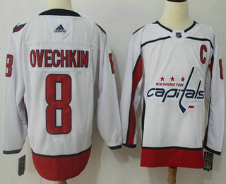 Men's Washington Capitals #8 Alex Ovechkin White 2017-2018 Hockey Stitched NHL Jersey