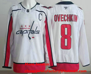 Men's Washington Capitals #8 Alex Ovechkin White Authentic Jersey